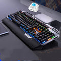 Silver Carving K100 metal wired mechanical keyboard with black axis switches, seven-colour backlight, large hand rest and phone holder