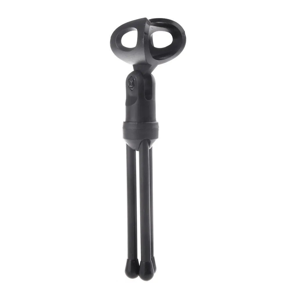 Black wired microphone with adjustable metal clip holder and long cable for PC and karaoke use.