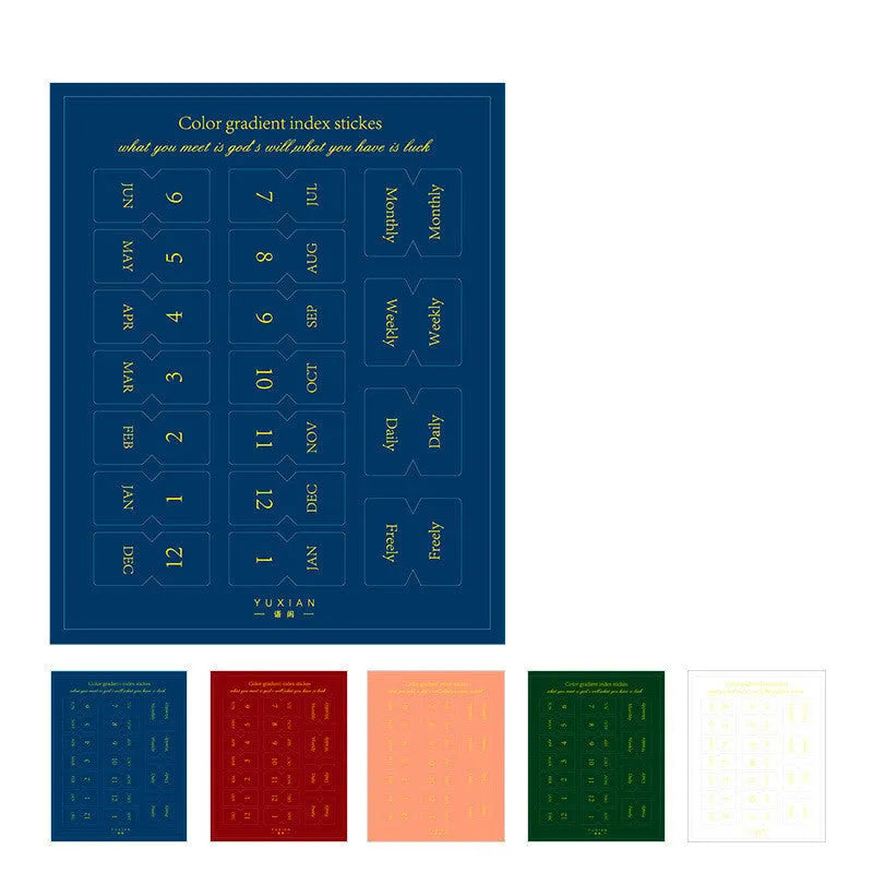 Gradient Morandi bookmark stickers showing symphony groceries theme in four colour schemes, 88x110mm size.