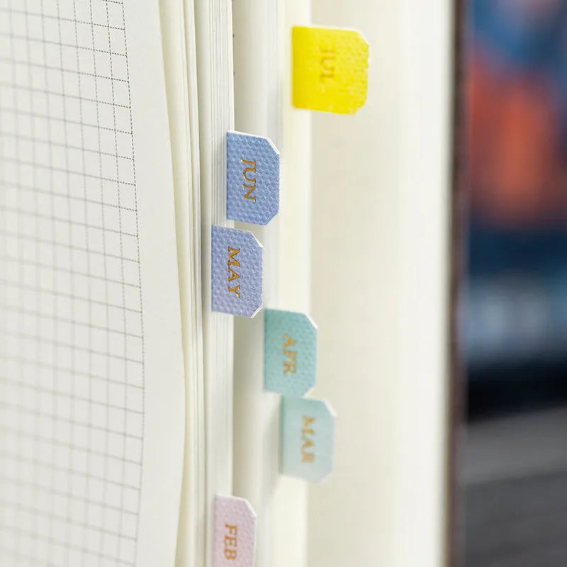 Gradient Morandi bookmark stickers showing symphony groceries theme in four colour schemes, 88x110mm size.