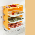 Wall-mounted kitchen side dish rack with frosted plastic finish in yellow, three layers