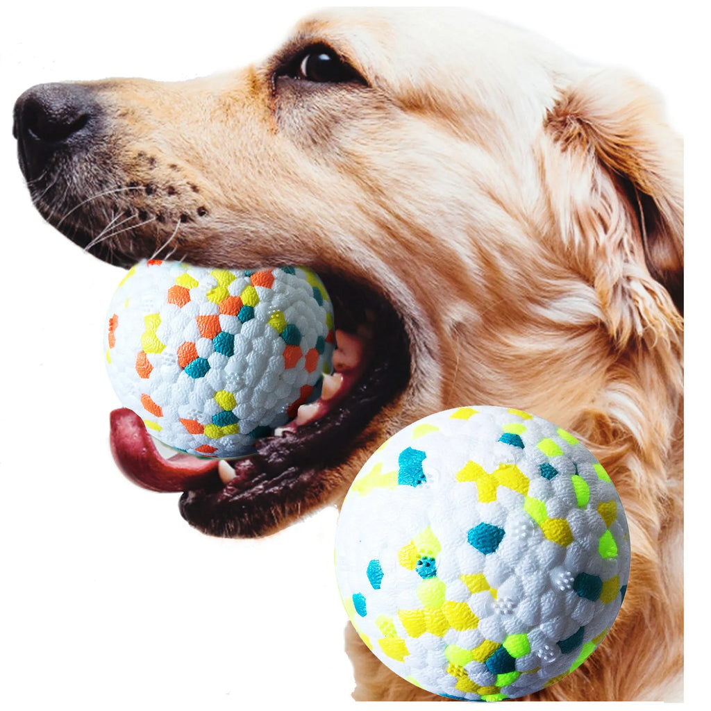 Orange-red E-TPU dog molar ball with non-slip bump surface, 3 inches, interactive training pet toy