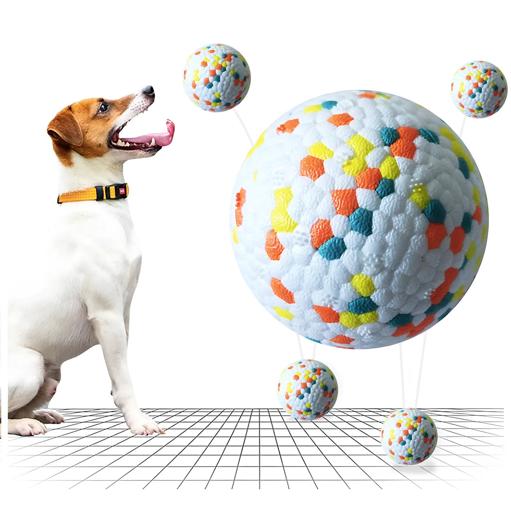 Orange-red E-TPU dog molar ball with non-slip bump surface, 3 inches, interactive training pet toy
