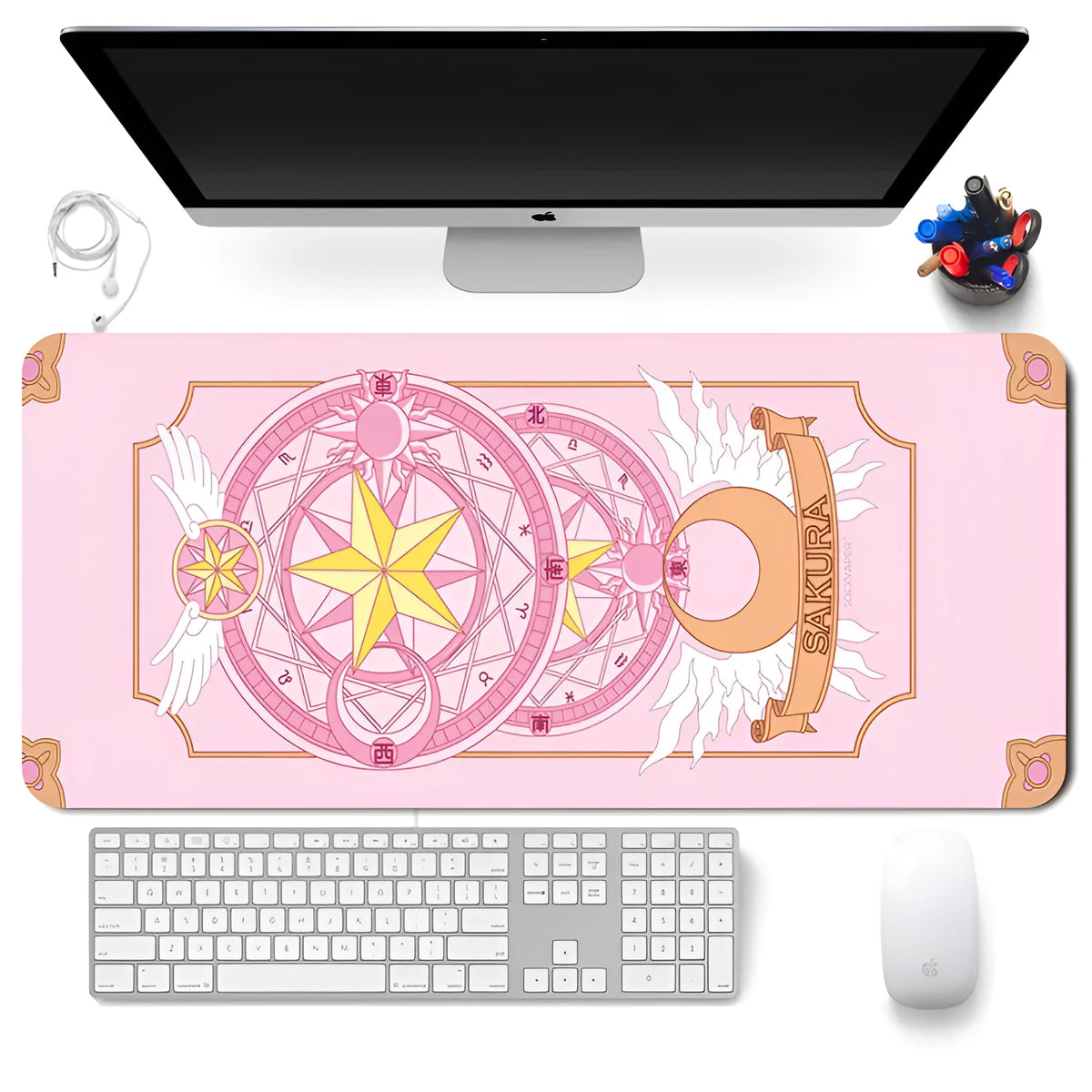 Sailor Moon non-slip desk mat made of natural rubber and fine cloth surface with heat transfer print