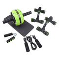 Resistance bands push-up bar abdominal fitness equipment set showing green, red, black, and blue colour options