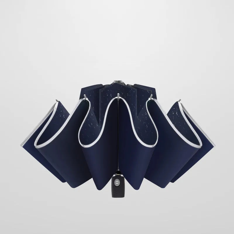 Automatic reverse umbrella with black canopy and plastic non-slip handle
