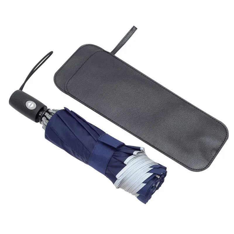 Automatic reverse umbrella with black canopy and plastic non-slip handle