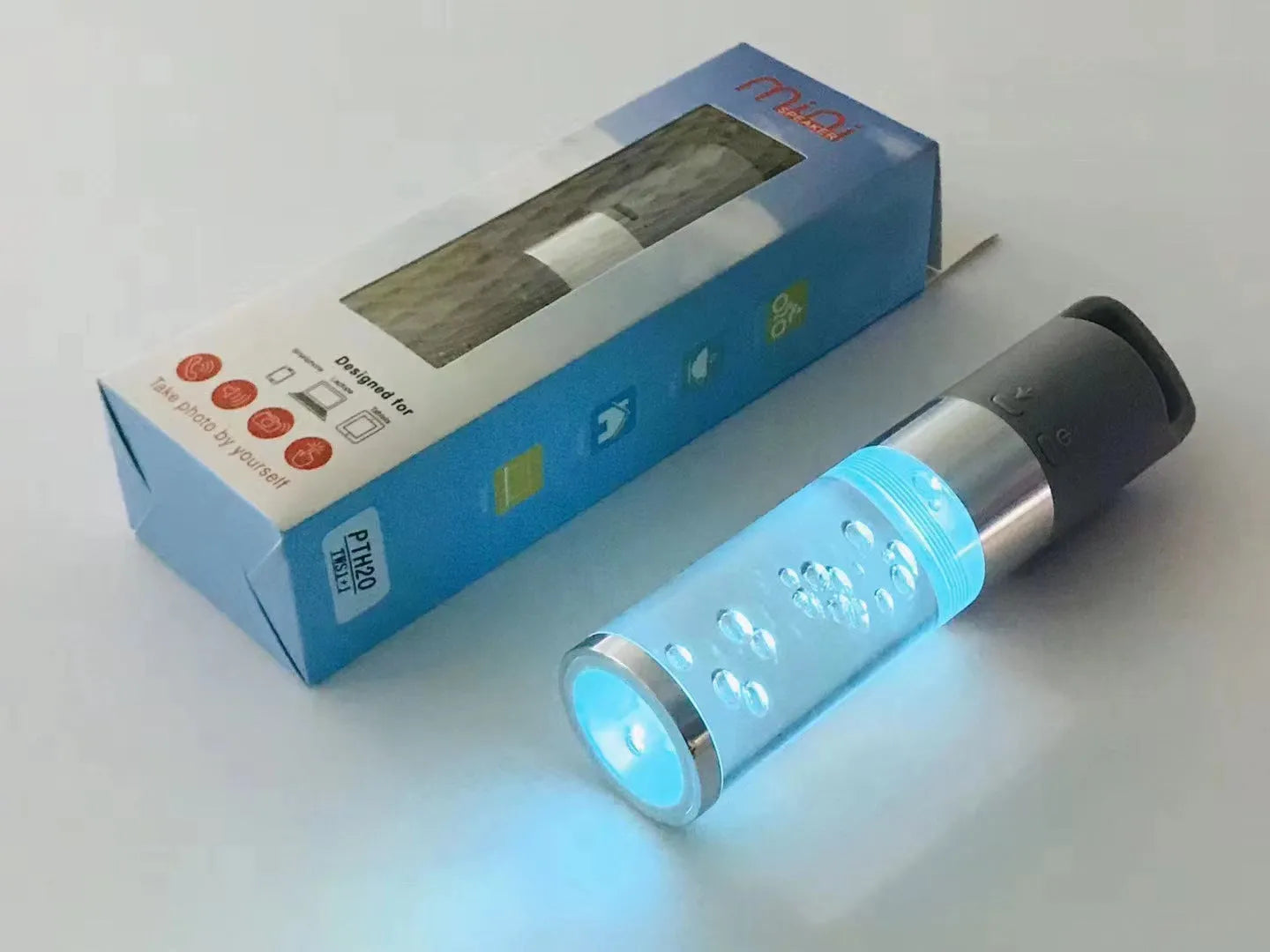 Portable Bluetooth speaker with colourful crystal LED lights in pink colour option