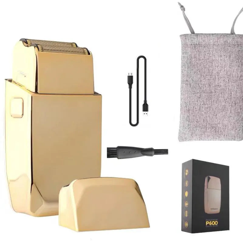 Gold professional hair clipper with cordless design and dual charging capability