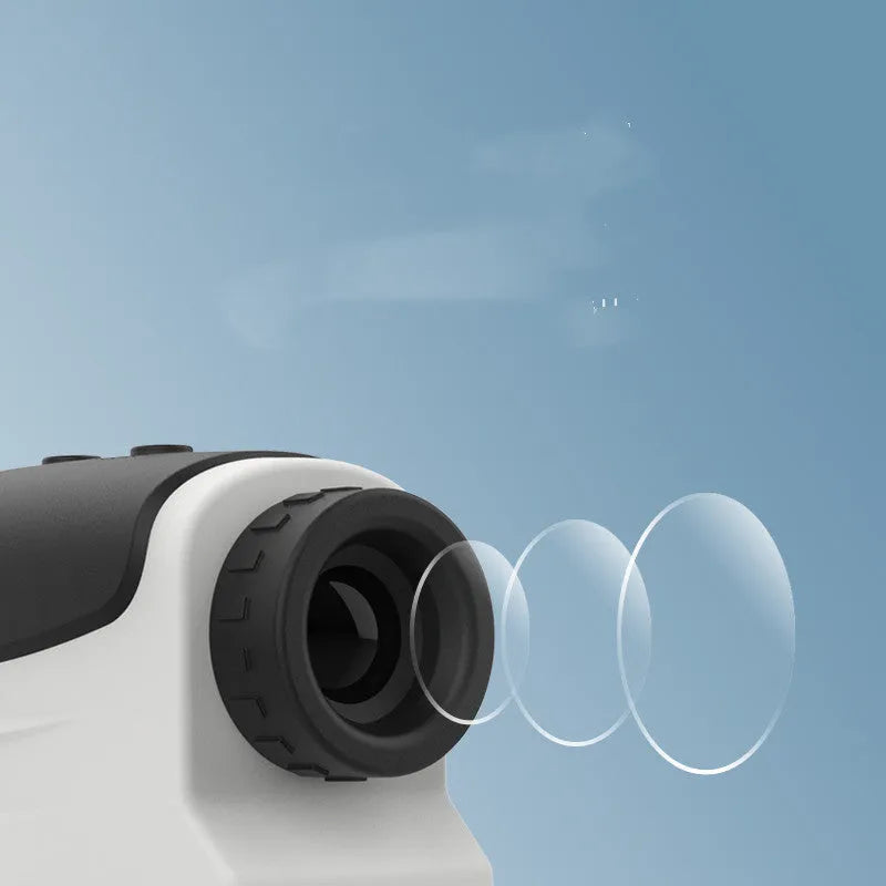Laser ranging telescope for golf distance measurement up to 1500 metres.