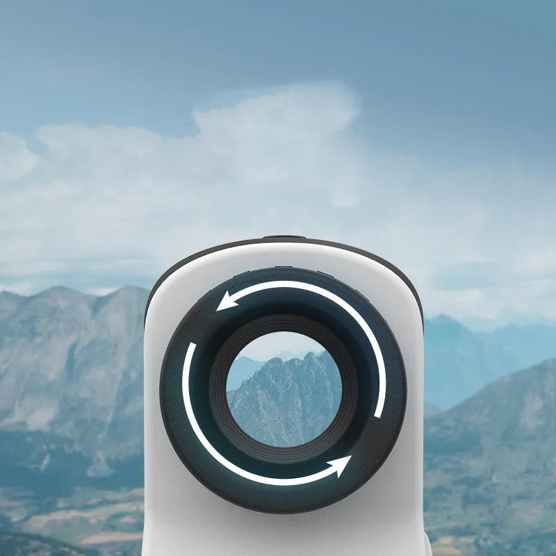 Laser ranging telescope for golf distance measurement up to 1500 metres.