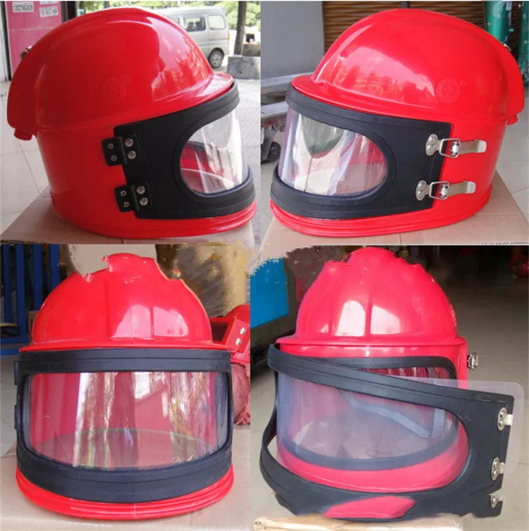Oxygen-Supply Sandblasting Helmet with Thermostat, One-Piece Design, Dustproof and Sealed Sandblasting Helmet for Spraying and Anti-Odor Use, CE Standard, 350x320x280mm, Adjustable Temperature, Vent Holes, Net Bag Plus Sponge Hat Lining, HY02 Style
