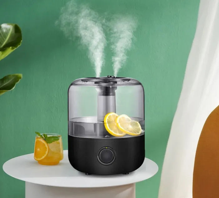 White mechanical humidifier with 3L tank and 280ml/h mist output for bedroom use