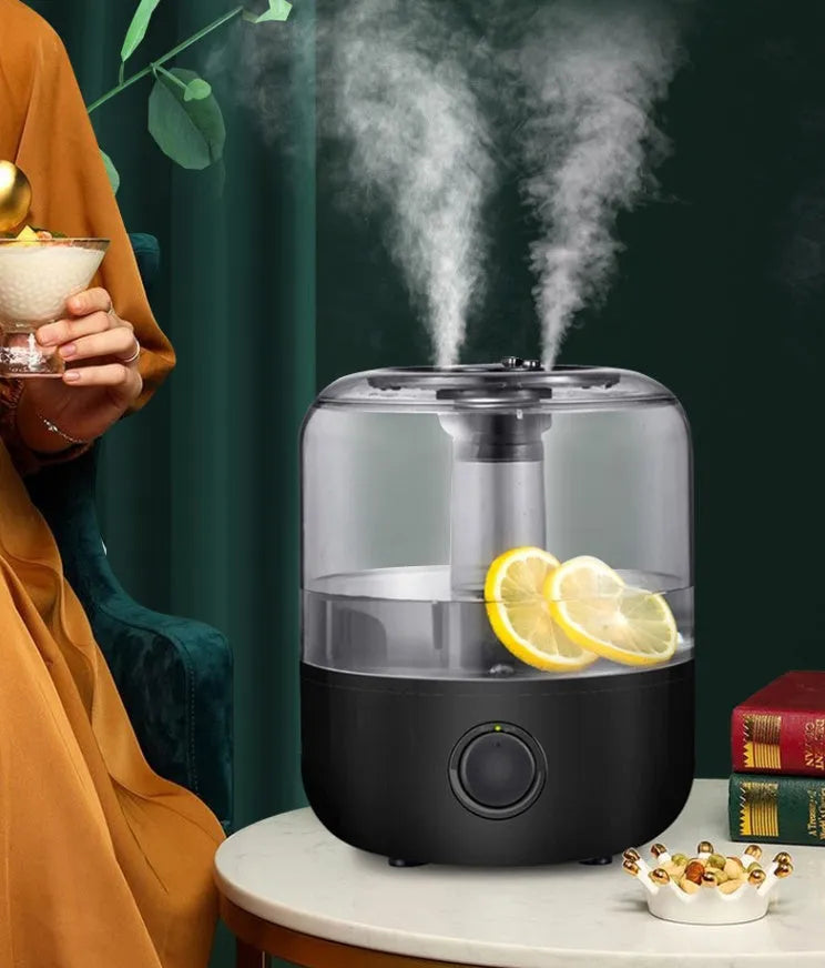 White mechanical humidifier with 3L tank and 280ml/h mist output for bedroom use