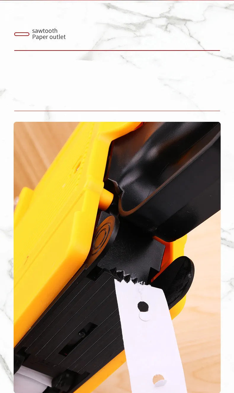 Manual price coding machine in blue, red, or yellow with label paper and ink roller for shop labelling.