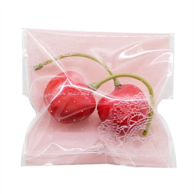 Pink self-adhesive plastic packaging bags with resealable zip for handmade soap