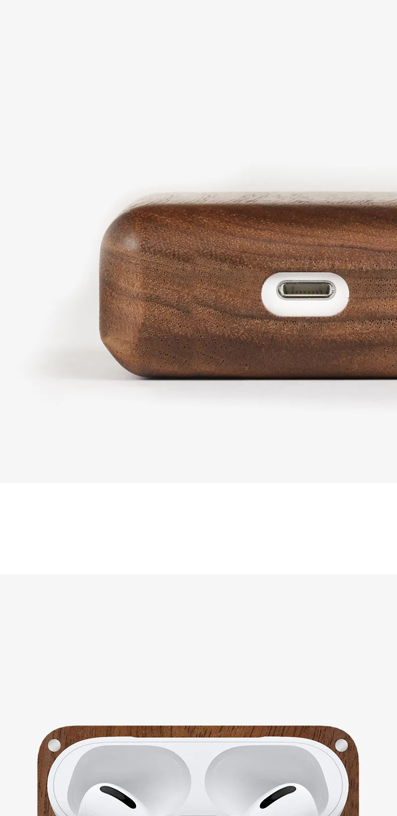Apple-compatible wireless Bluetooth earphones with solid wood hard shell anti-fall casing