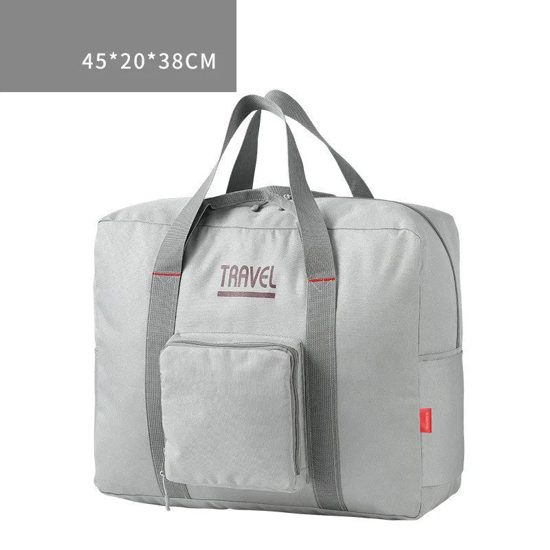Foldable large capacity canvas travel bag in black large size with soft handle