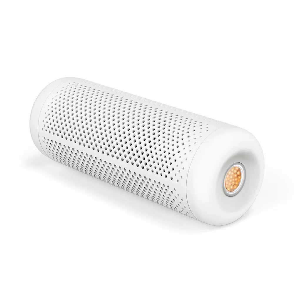White mini dehumidifier for small rooms up to 10 square metres with a 1-litre water tank.