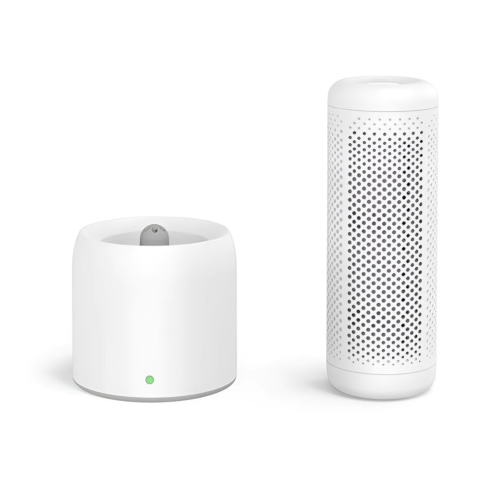 White mini dehumidifier for small rooms up to 10 square metres with a 1-litre water tank.