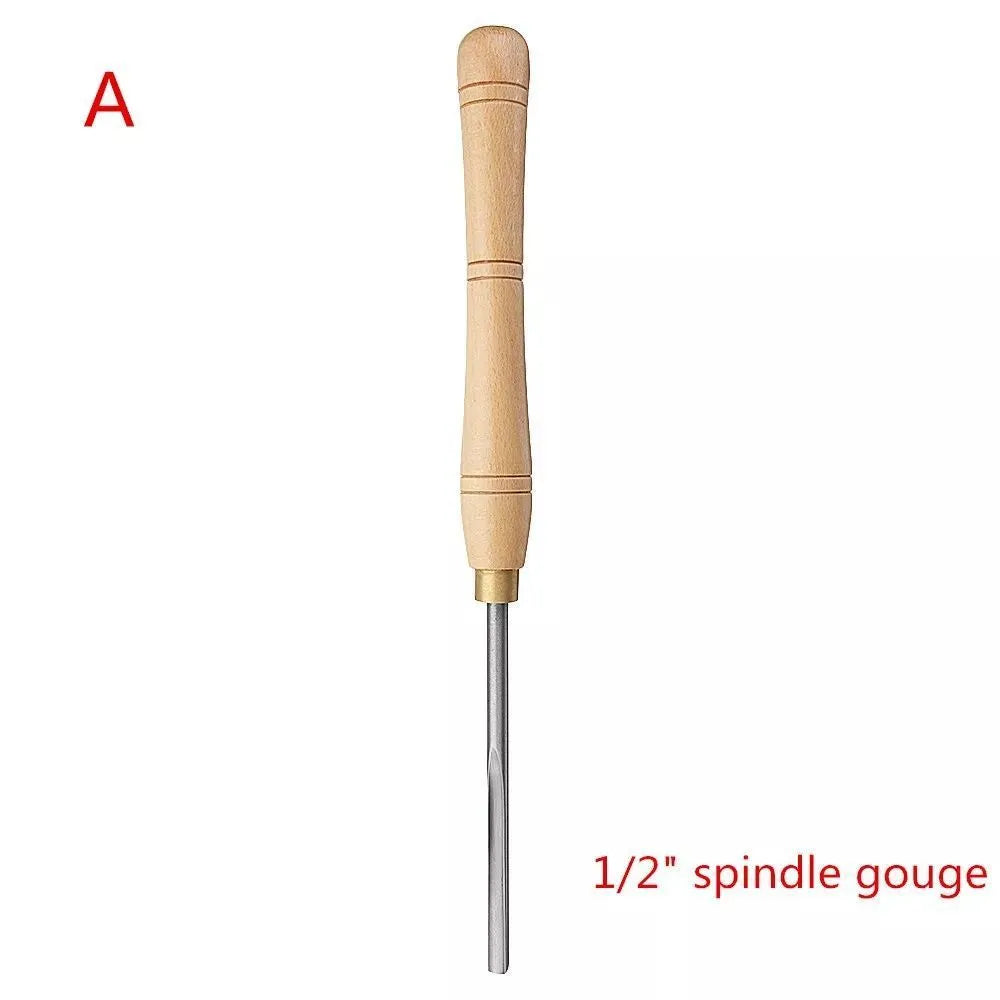 Eight chrome vanadium steel wood turning tools in wooden storage box for woodworking