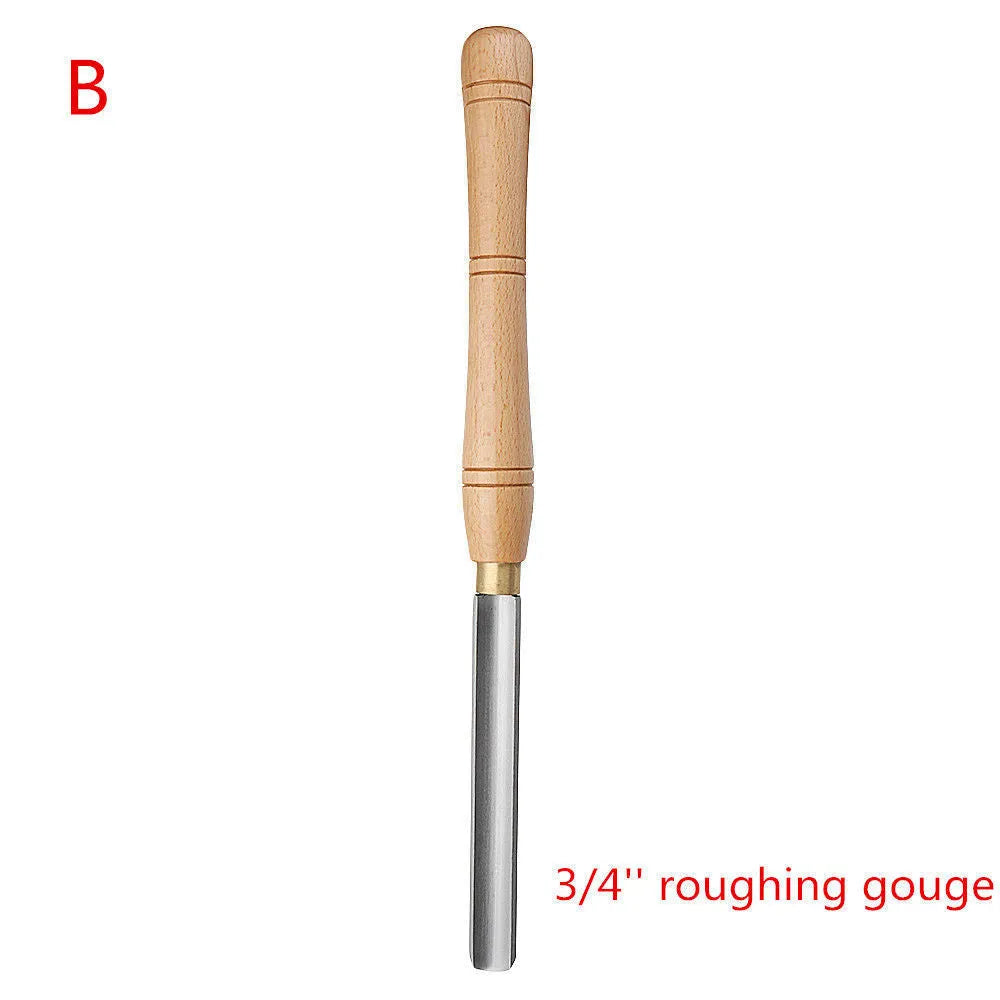 Eight chrome vanadium steel wood turning tools in wooden storage box for woodworking