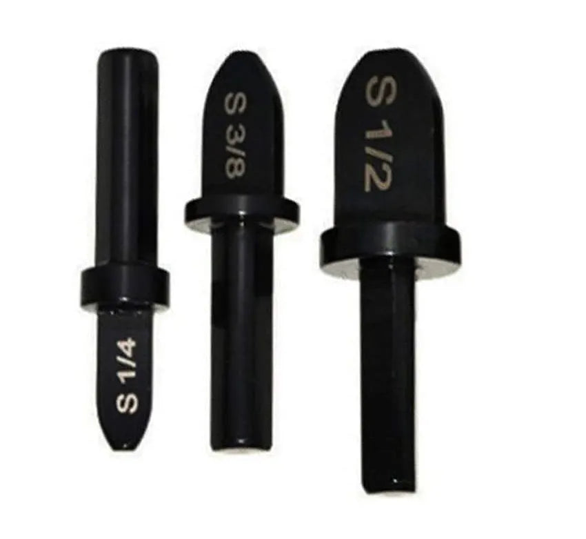 Black stainless steel electric tube expander set of 6 pieces on a white background