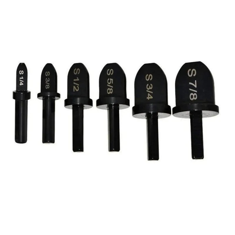 Black stainless steel electric tube expander set of 6 pieces on a white background