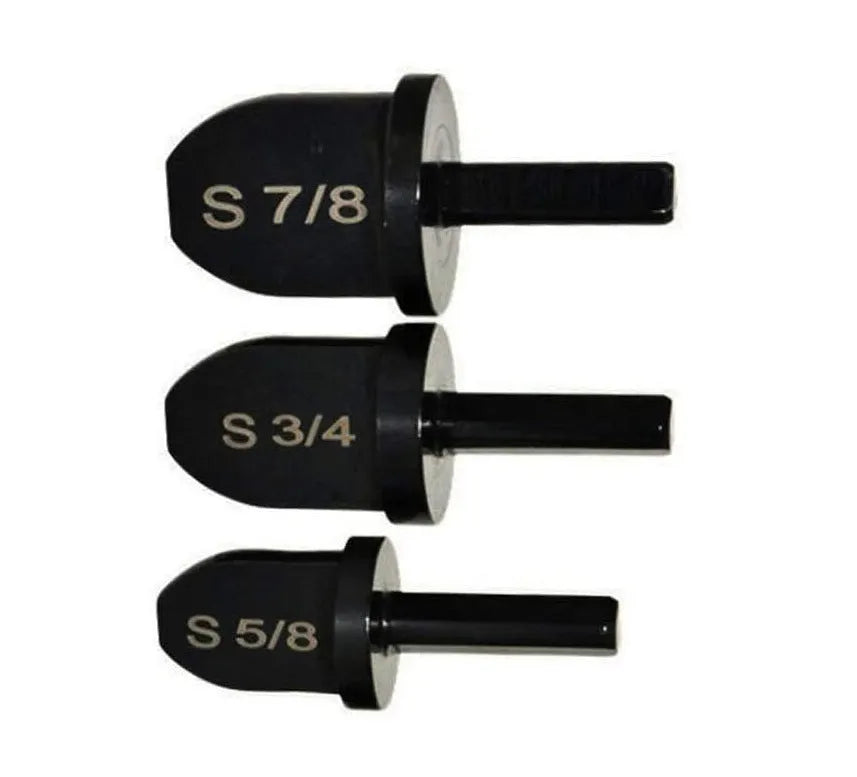 Black stainless steel electric tube expander set of 6 pieces on a white background
