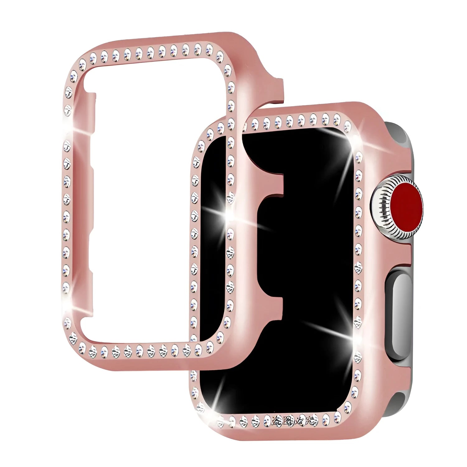 Aluminium alloy diamond protective case for Apple Watch in silver, black, rose gold, rose pink, or gold colour.