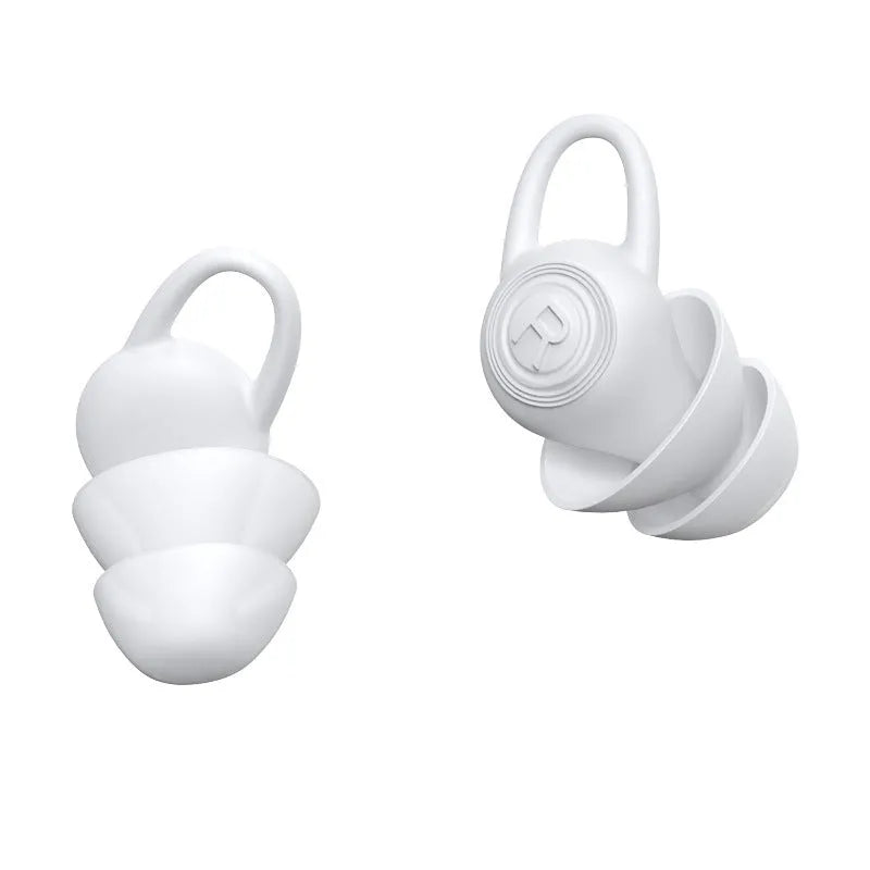 White silicone ear plugs for noise reduction with universal fit design