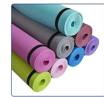 EVA yoga mat 5mm thick in blue for fitness exercise and home gym workouts