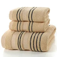 White 100% cotton jacquard towel set with 70x140cm bath towel and two 34x74cm hand towels