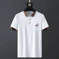 Mens slim fit short sleeve polo shirt with trendy shirt collar in black, grey, khaki, pink, and white colours