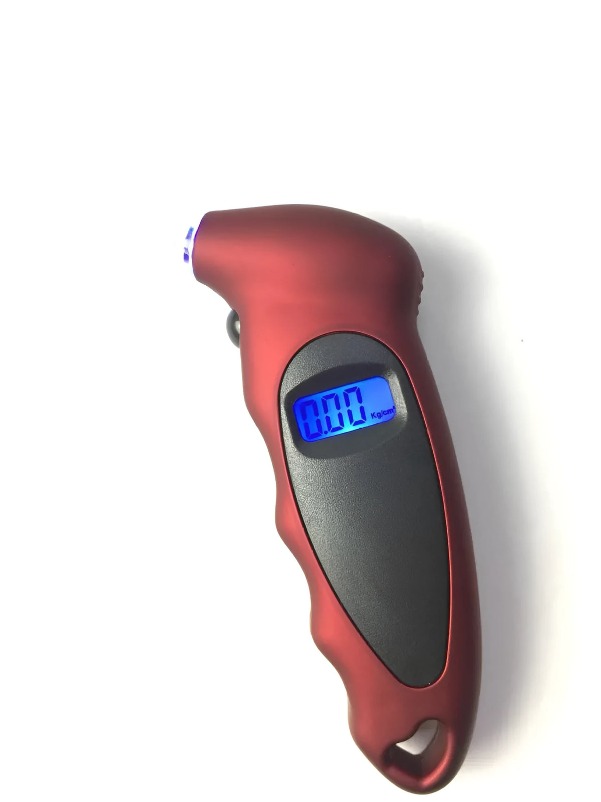 Digital tyre pressure gauge with backlit LCD, handheld 13.8cm ABS body, 0-150psi range, shown in black