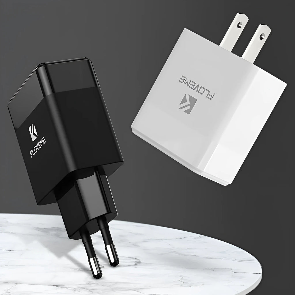 Dual standard travel charger with European and American plugs for USB mobile phone charging