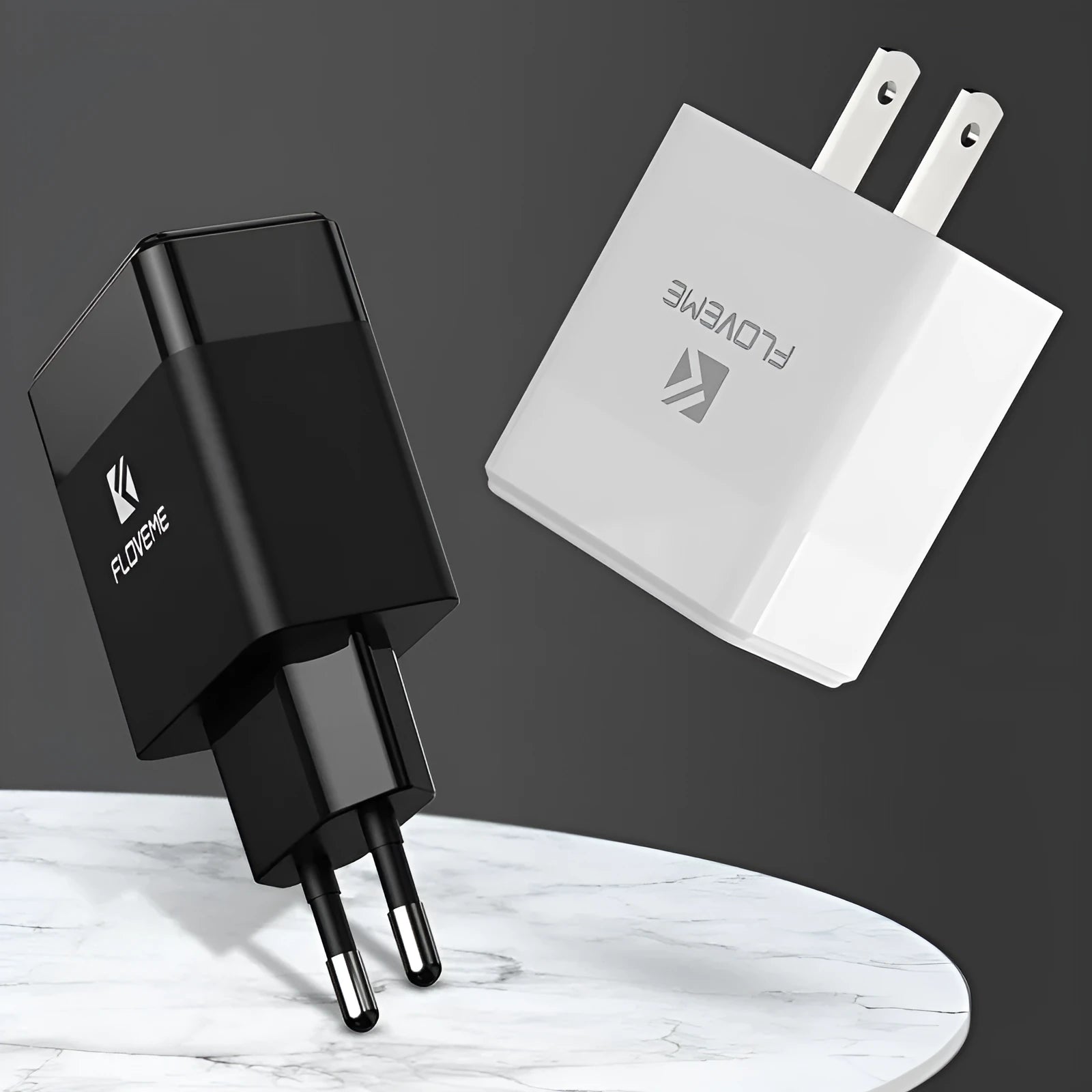 Dual standard travel charger with European and American plugs for USB mobile phone charging
