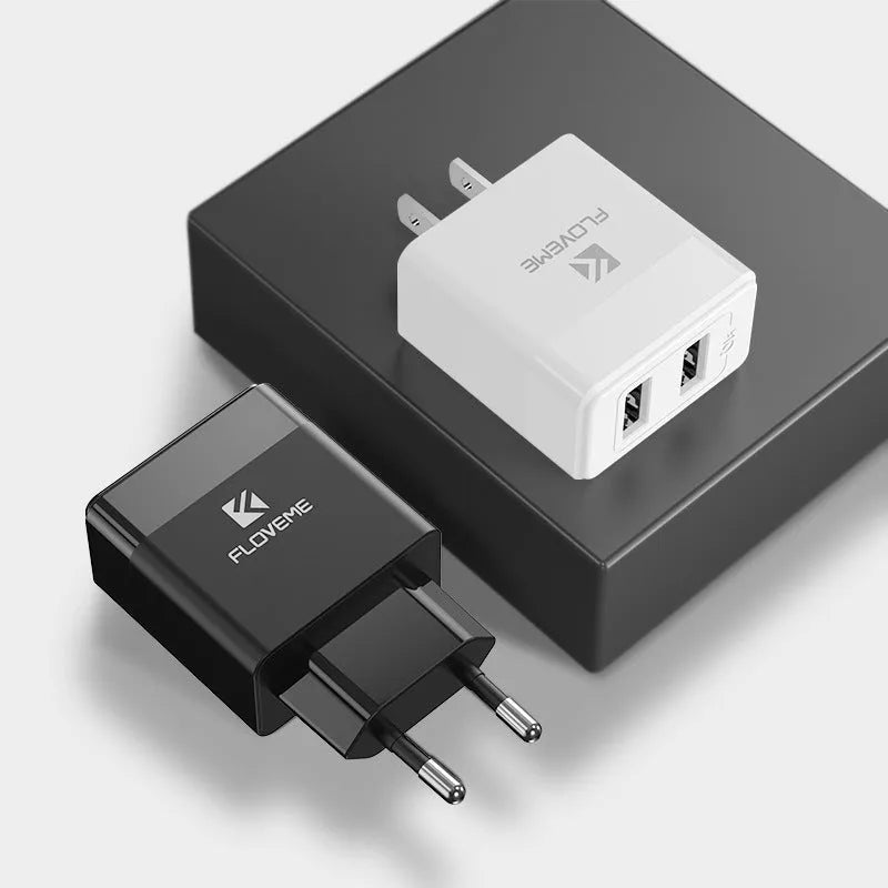 Dual standard travel charger with European and American plugs for USB mobile phone charging