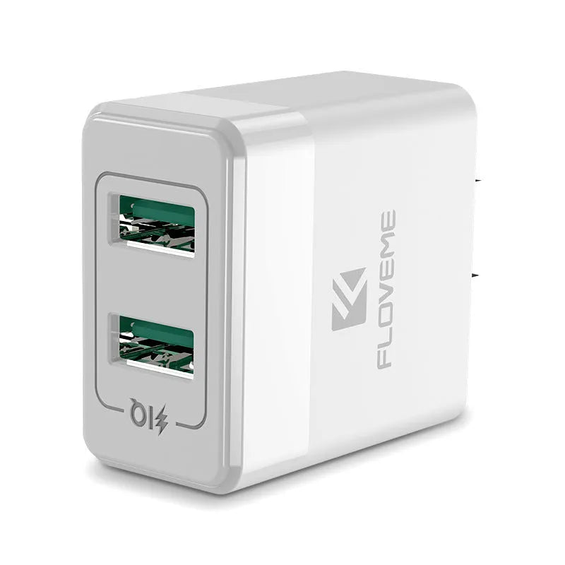Dual standard travel charger with European and American plugs for USB mobile phone charging