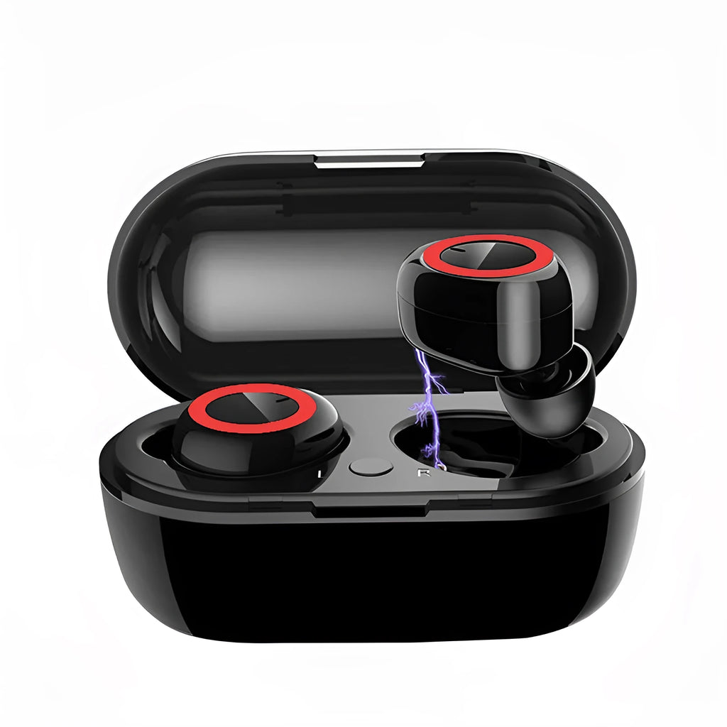TWS wireless Bluetooth earbuds in various colour options including black, white, and two-tone combinations