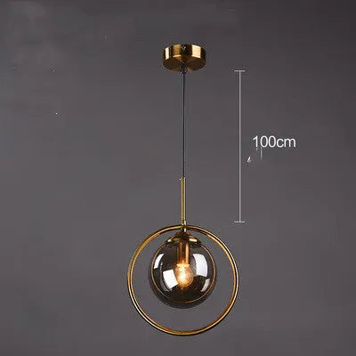 Single head glass small chandelier with transparent shade, adjustable 1.5m height