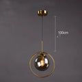Single head glass small chandelier with transparent shade, adjustable 1.5m height