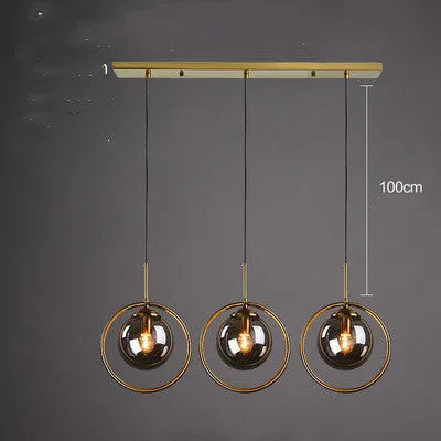 Single head glass small chandelier with transparent shade, adjustable 1.5m height