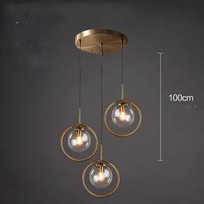 Single head glass small chandelier with transparent shade, adjustable 1.5m height