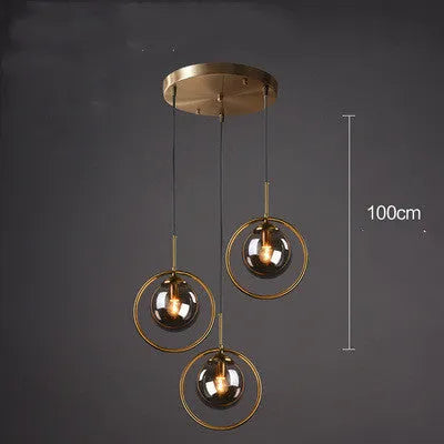 Single head glass small chandelier with transparent shade, adjustable 1.5m height
