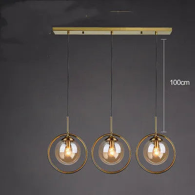 Single head glass small chandelier with transparent shade, adjustable 1.5m height