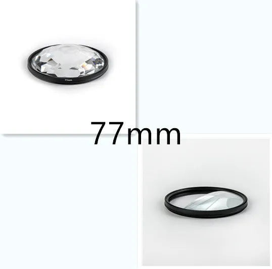 77mm half moon mirror split focus SLR camera filter with rotatable ring for creative photography effects