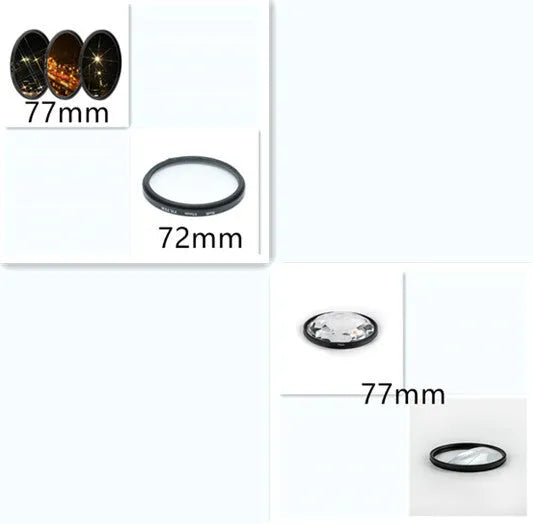 77mm half moon mirror split focus SLR camera filter with rotatable ring for creative photography effects
