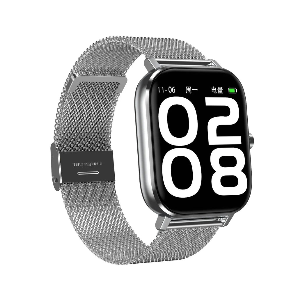 Smart bracelet showing 1.54-inch screen displaying heart rate and ECG data on a wrist