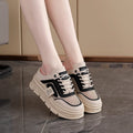 Women's mesh panel half slippers with round toe and height-increasing insole in black, khaki, and white colours